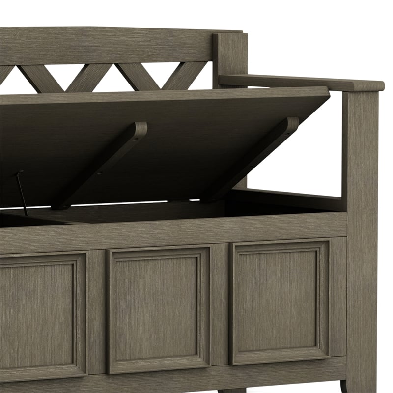 Maklaine 48 inch Wide Solid Wood Transitional Entryway Bench in Farmhouse Gray