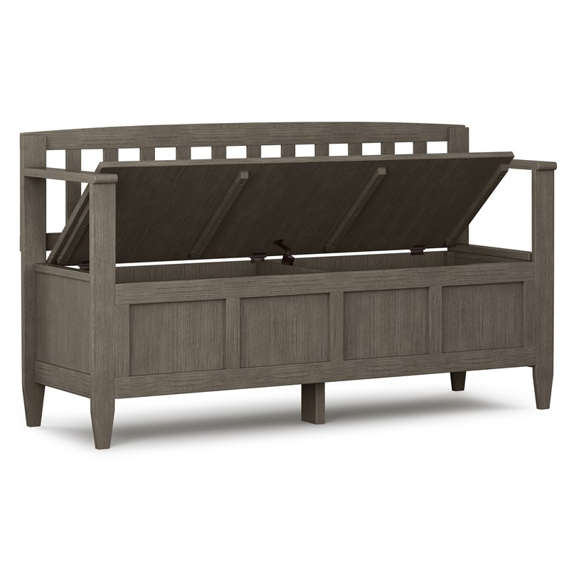 Maklaine Solid Wood Entryway Lift-Top Storage Bench - Farmhouse Gray