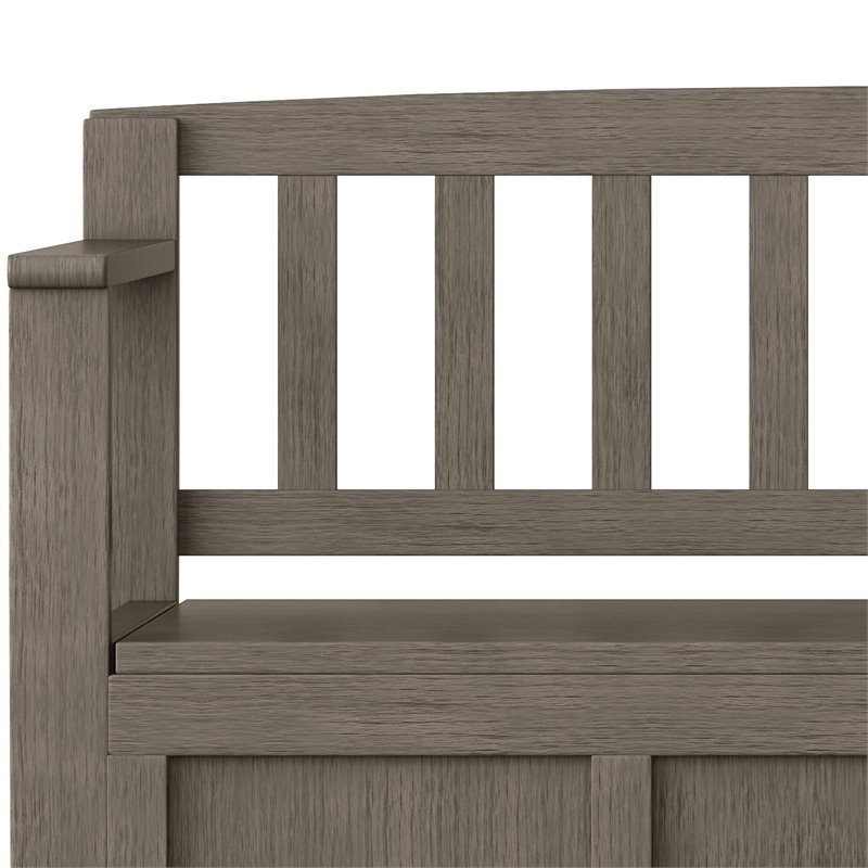 Maklaine Solid Wood Entryway Lift-Top Storage Bench - Farmhouse Gray