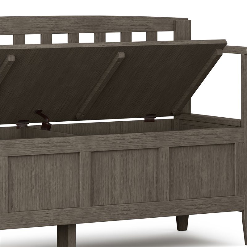 Maklaine Solid Wood Entryway Lift-Top Storage Bench - Farmhouse Gray