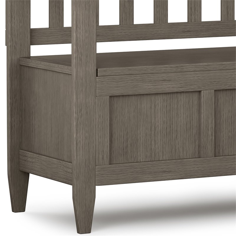 Maklaine Solid Wood Entryway Lift-Top Storage Bench - Farmhouse Gray