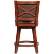 Maklaine Wood Counter Height Swivel Counter Stool in Cherry Finish