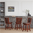 Maklaine Wood Counter Height Swivel Counter Stool in Cherry Finish