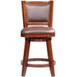 Maklaine Wood Counter Height Swivel Counter Stool in Cherry Finish