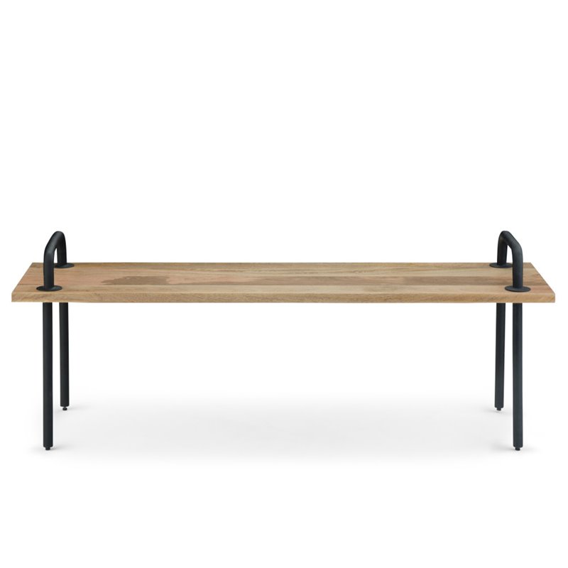 Maklaine Contemporary Solid Mango Wood Living Room Bench in Natural