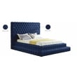 Maklaine Contemporary Deep Detailed Tufted Rich Soft Navy Velvet Queen Bed