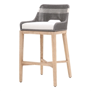 Maklaine Transitional Woven Tapestry 31&quot Fabric Barstool in Dove Gray