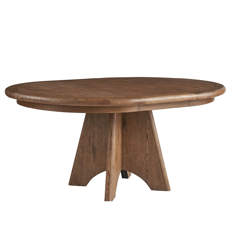 Maklaine Contemporary Accent Wood Round Dining Table in Brown