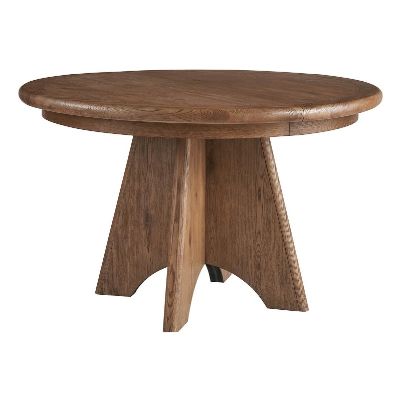 Maklaine Contemporary Accent Wood Round Dining Table in Brown