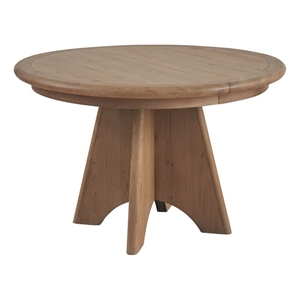 Maklaine Contemporary Accent Wood Round Dining Table in Tan Finish