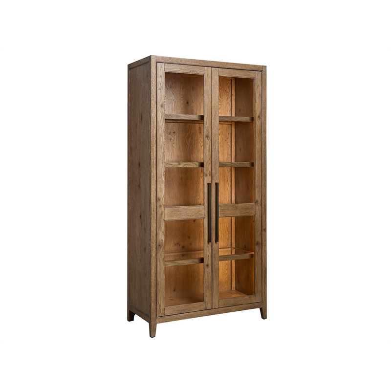 Maklaine Contemporary Accent Wood Display Cabinet in Brown Finish