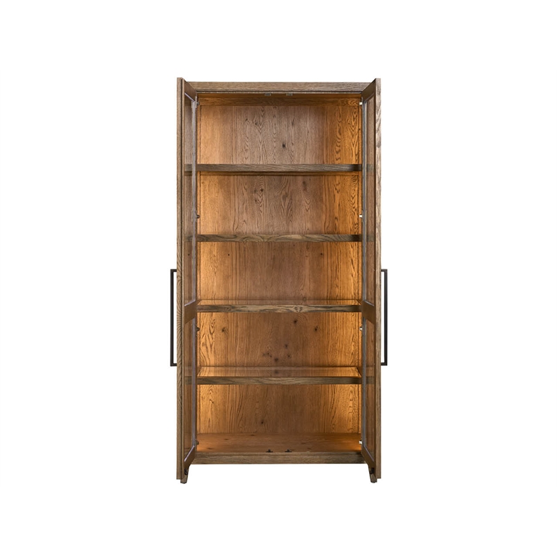 Maklaine Contemporary Accent Wood Display Cabinet in Brown Finish