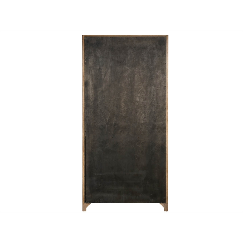 Maklaine Contemporary Accent Wood Display Cabinet in Brown Finish