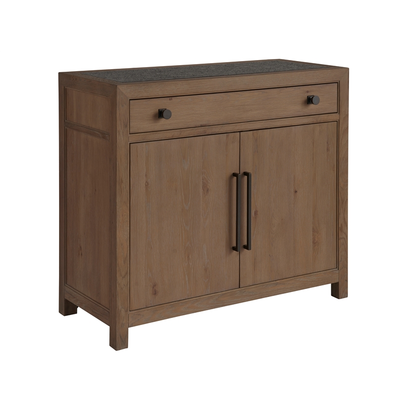 Maklaine Contemporary Accent Wood Bar Cabinet in Brown Finish