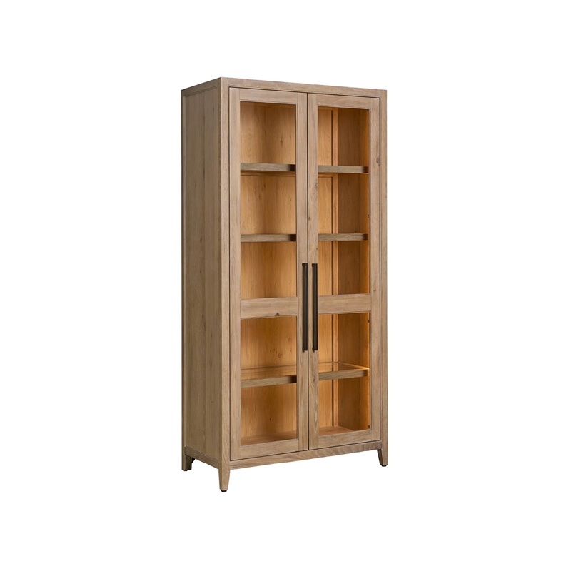 Maklaine Contemporary Accent Wood Display Cabinet in Tan Finish