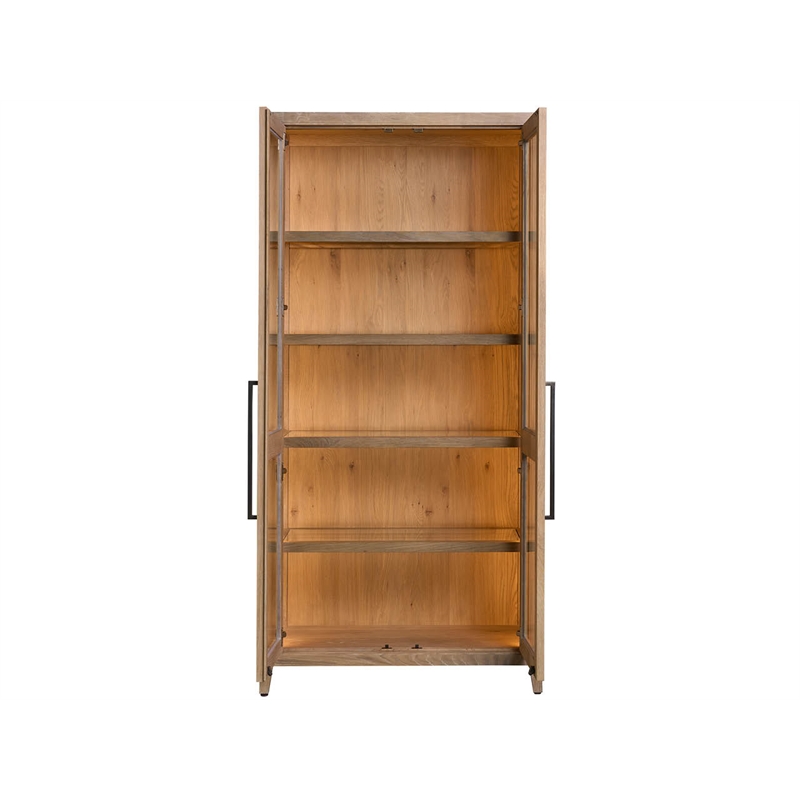 Maklaine Contemporary Accent Wood Display Cabinet in Tan Finish