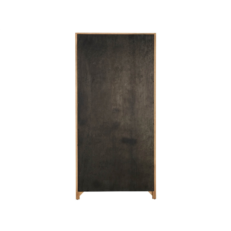 Maklaine Contemporary Accent Wood Display Cabinet in Tan Finish