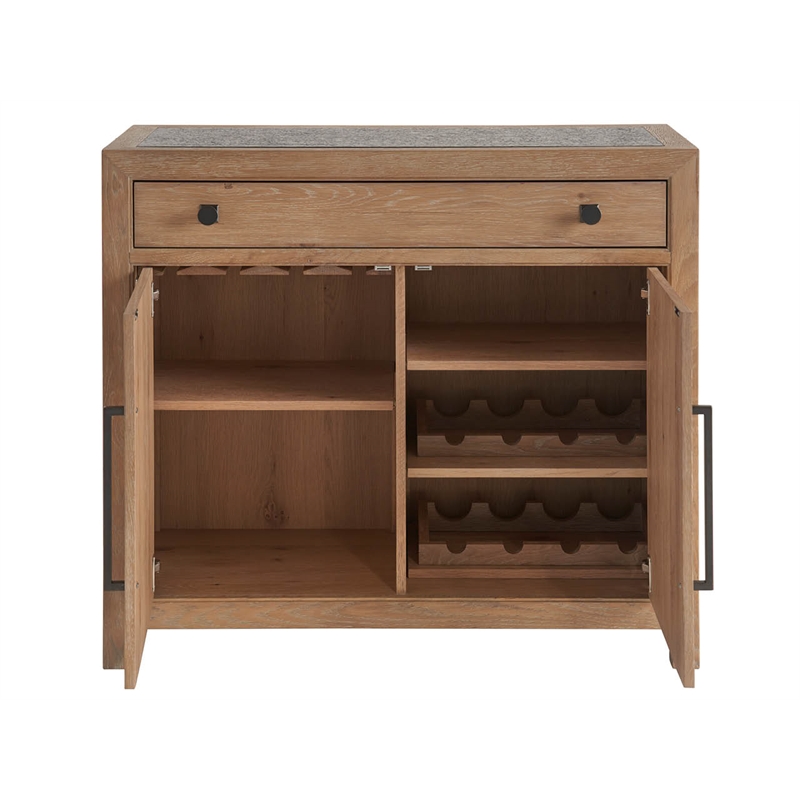 Maklaine Modern / Contemporary Accent Wood Bar Cabinet in Tan Finish
