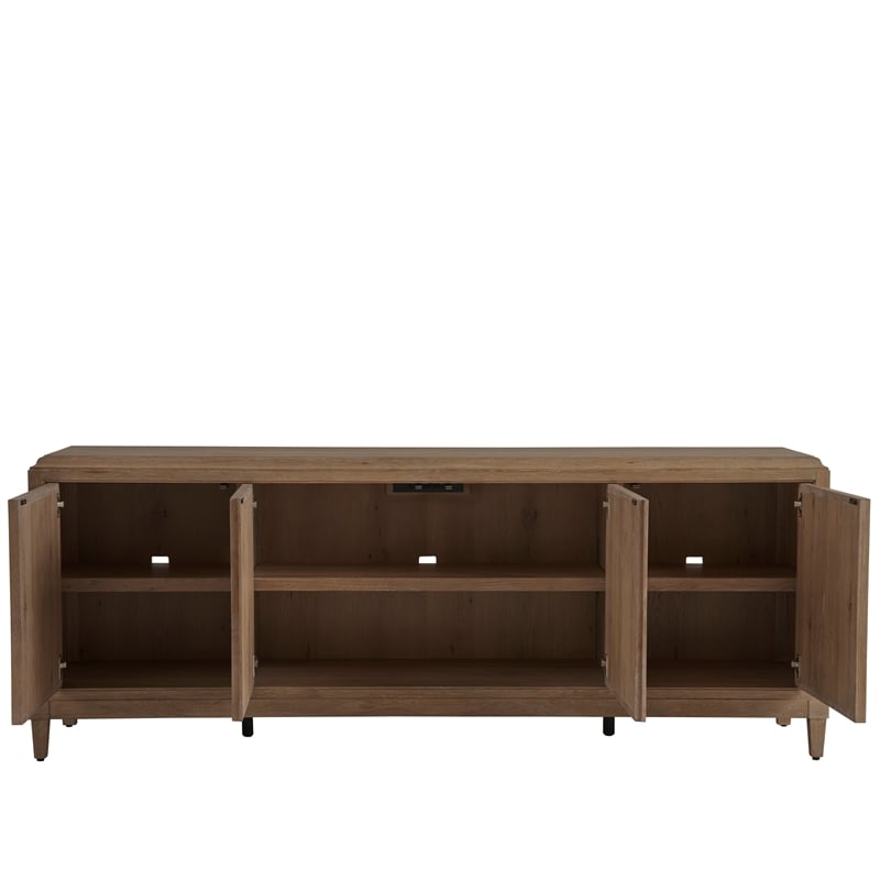 Maklaine Contemporary Accent Wood Entertainment Credenza in Brown