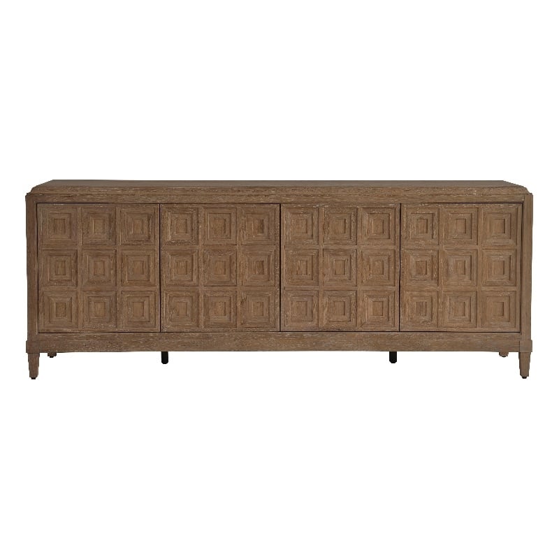 Maklaine Contemporary Accent Wood Entertainment Credenza in Brown
