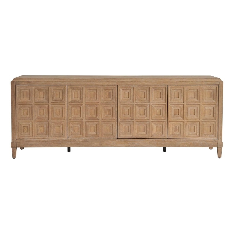 Maklaine Contemporary Accent Wood Entertainment Credenza in Tan