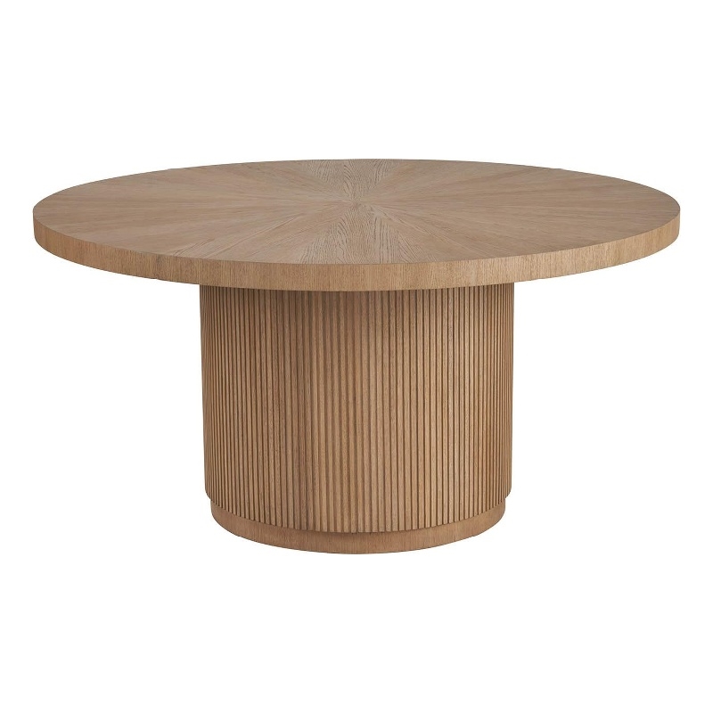 Maklaine Contemporary Accent Round Wood Dining Table in Tan Finish