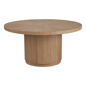 Maklaine Contemporary Accent Round Wood Dining Table in Tan Finish
