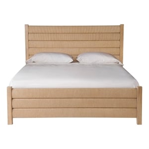 Maklaine Modern / Contemporary Accent Wood Bed King in Tan Finish