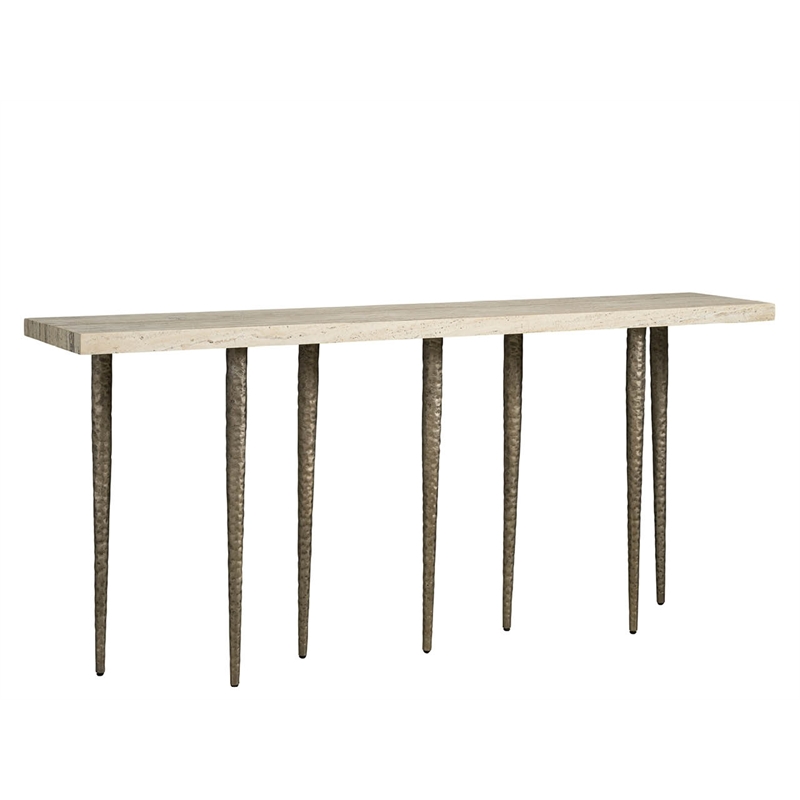 Maklaine Contemporary Accent Metal Console Table in Gray Finish
