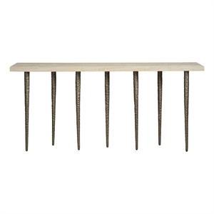 Maklaine Contemporary Accent Metal Console Table in Gray Finish