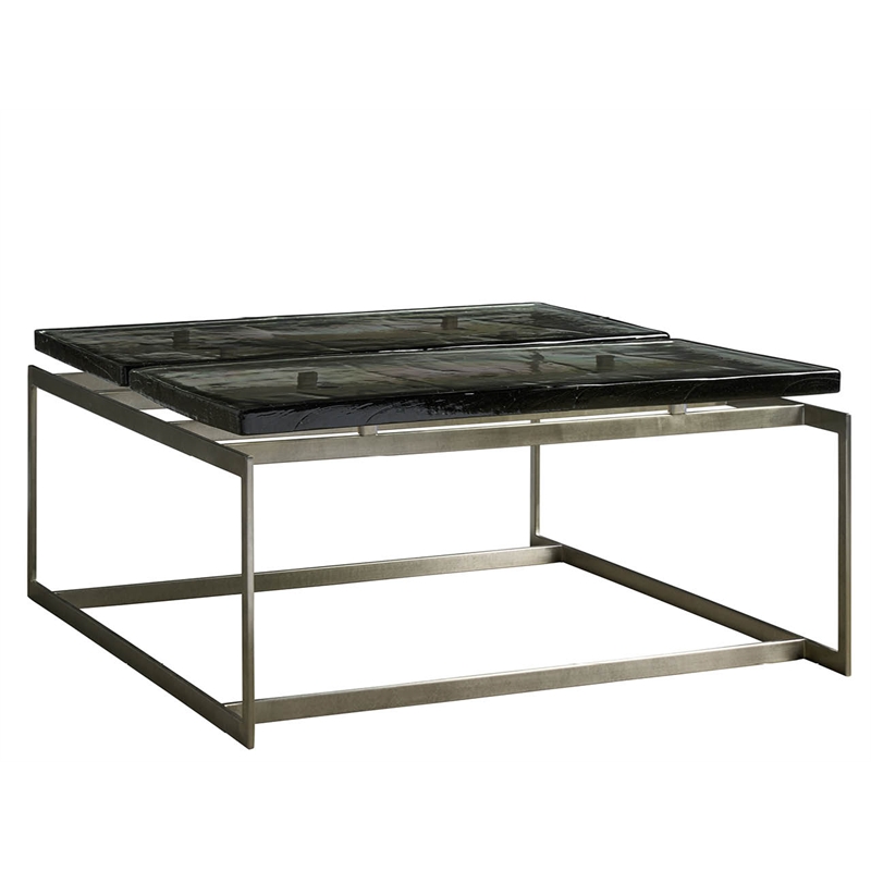 Maklaine Contemporary Accent Metal Cocktail Table in Gray Finish