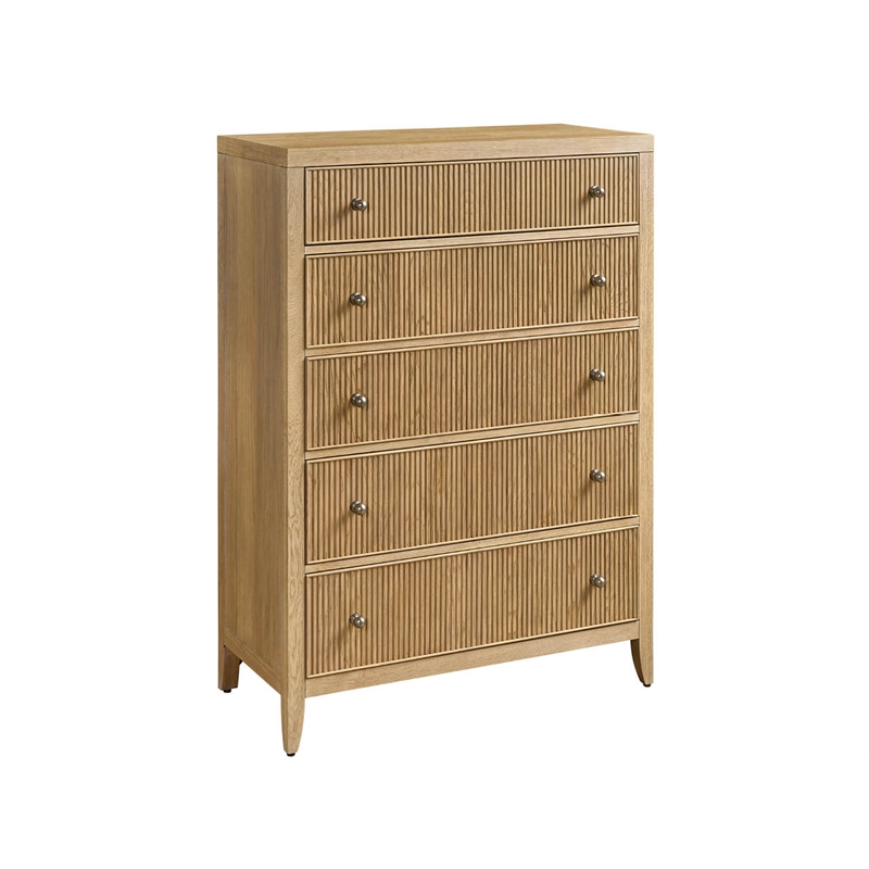 Maklaine Modern / Contemporary Accent Wood Chest in Tan Finish
