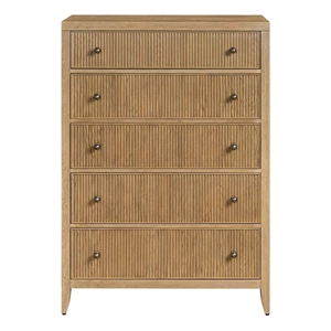Maklaine Modern / Contemporary Accent Wood Chest in Tan Finish