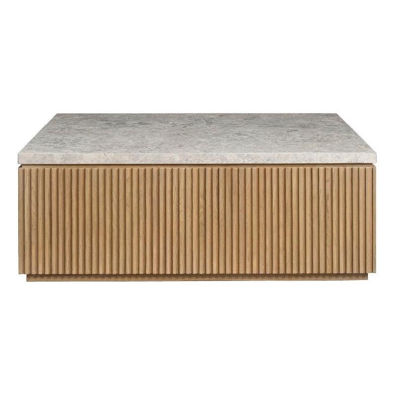 Maklaine Contemporary Accent Metal Cocktail Table in Tan Finish