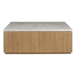 Maklaine Contemporary Accent Metal Cocktail Table in Tan Finish