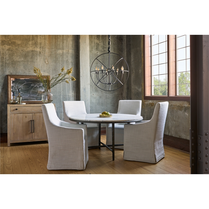 Maklaine Contemporary Accent Wood Round Dining Table in Brown