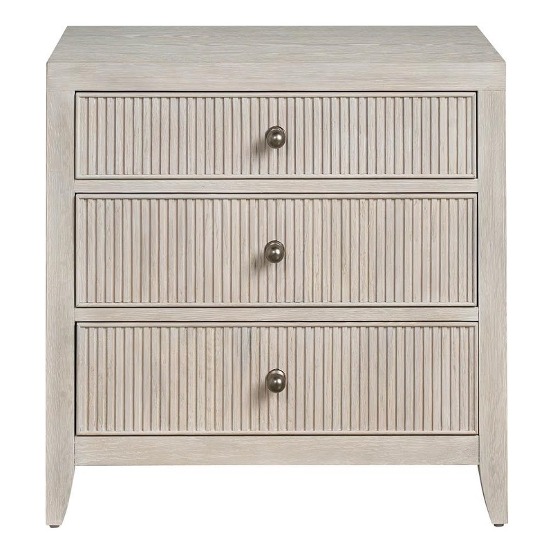 Maklaine Contemporary Accent Wood Three Drawer Nightstand in Gray