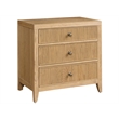 Maklaine Contemporary Accent Wood Three Drawer Nightstand in Tan