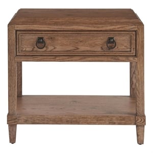 Maklaine Contemporary Accent Wood 1-Drawer Nightstand in Brown