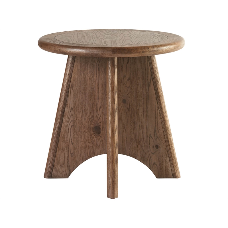 Maklaine Contemporary Accent Wood Round Side Table in Brown Finish