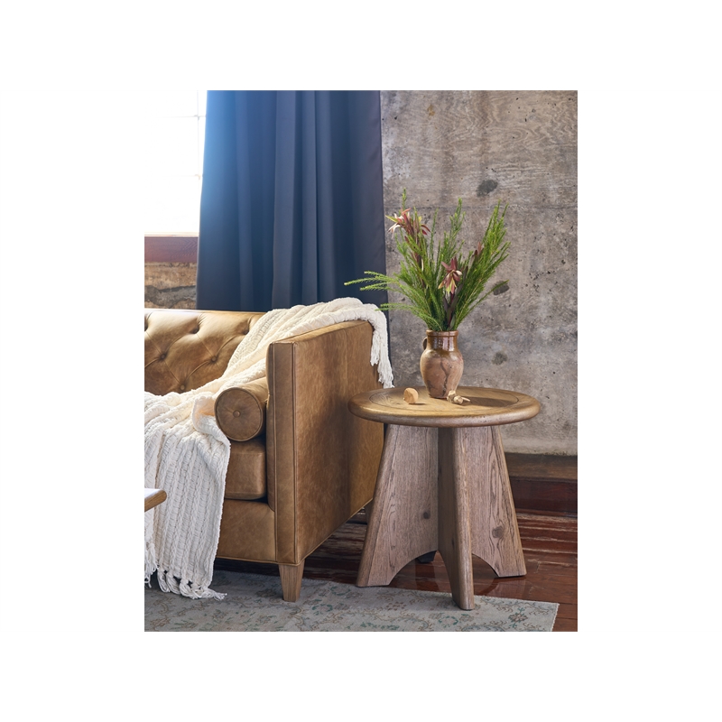 Maklaine Contemporary Accent Wood Round Side Table in Brown Finish