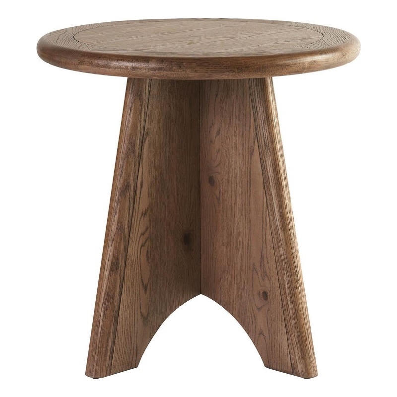 Maklaine Contemporary Accent Wood Round Side Table in Brown Finish