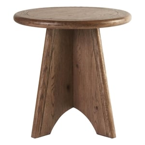 Maklaine Contemporary Accent Wood Round Side Table in Brown Finish