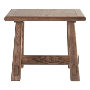 Maklaine Contemporary Accent Wood Rectangular End Table in Brown