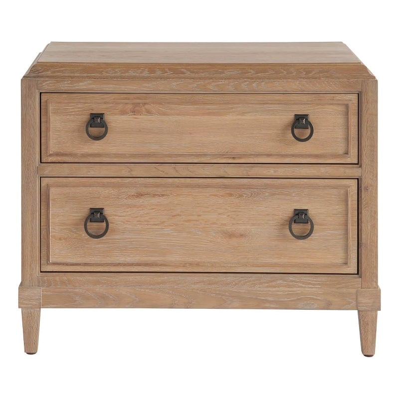 Maklaine Contemporary Accent Wood Two Drawer Nightstand in Tan