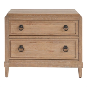 Maklaine Contemporary Accent Wood Two Drawer Nightstand in Tan