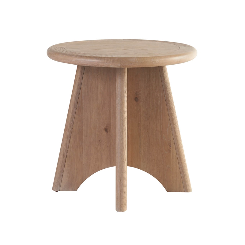 Maklaine Contemporary Accent Wood Round Side Table in Tan Finish