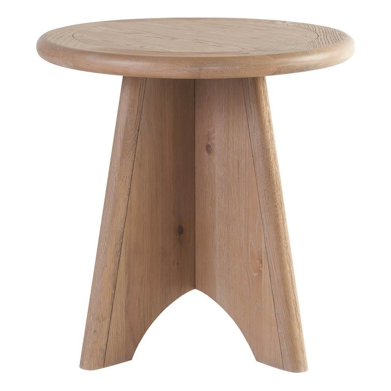 Maklaine Contemporary Accent Wood Round Side Table in Tan Finish