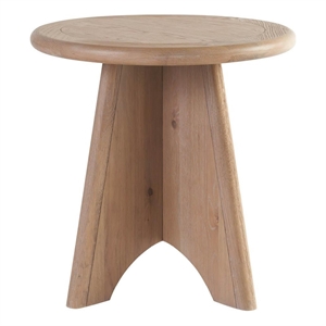 Maklaine Contemporary Accent Wood Round Side Table in Tan Finish