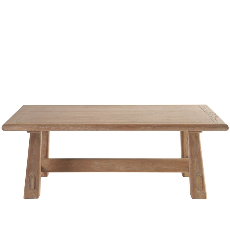 Maklaine Contemporary Accent Wood Rectangular Cocktail Table in Tan